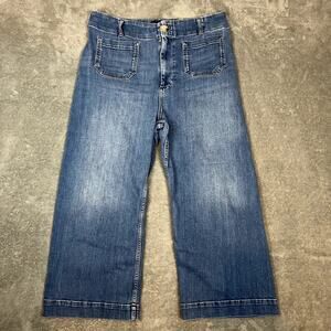 The Collette Maeve Anthropologie Denim Jeans Wide Leg Cropped Women's 32